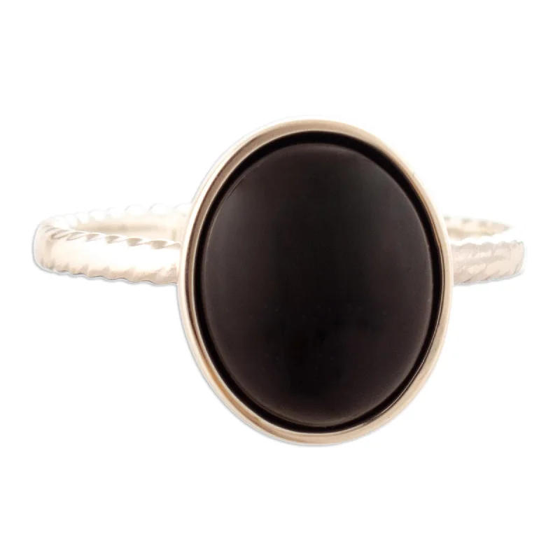 Women’s opal rings-Novica Handmade Courage Amulet Onyx Cocktail Ring