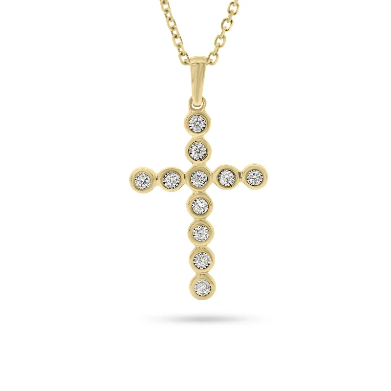 Women’s diamond pendant necklaces-Bezel-Set Diamond Cross Pendant