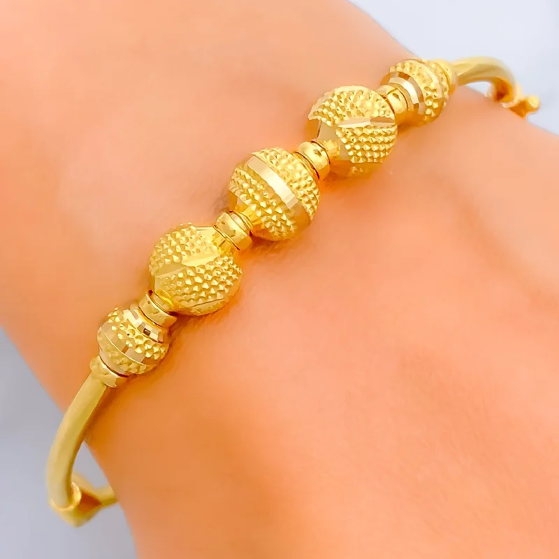 Women’s cuff bracelets-Iconic Striped 22k Gold Bangle Bracelet