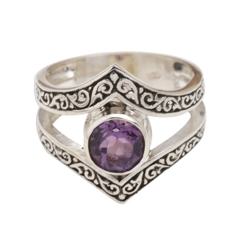 Women’s titanium rings-Novica Handmade Grace And Charm In Purple Amethyst Cocktail Ring