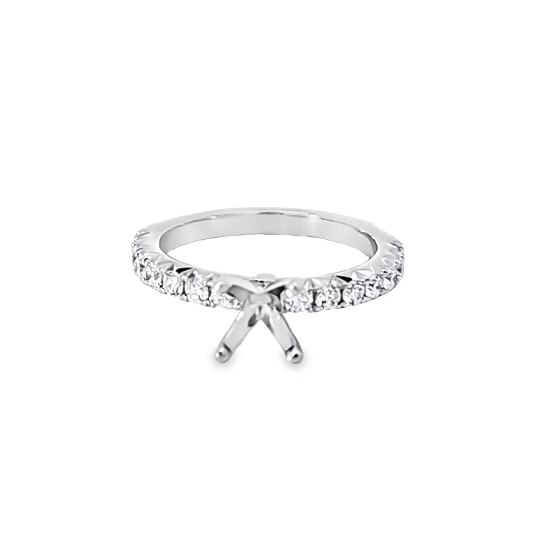 Women’s square engagement rings-PRONG SET SINGLE ROW ENGAGEMENT RING MOUNTING - 0.50 TCW