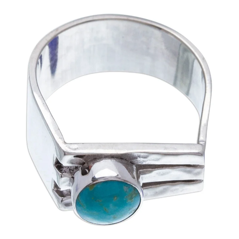 Women’s cubic zirconia rings-Novica Handmade Charming Harp Turquoise Cocktail Ring