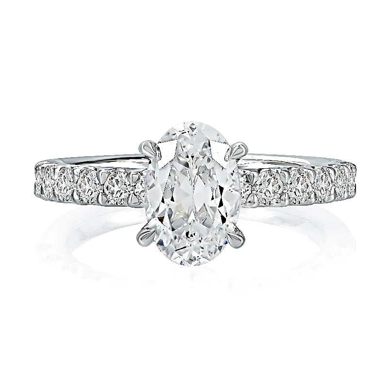 Women’s white gold engagement rings-Prong Set Diamond Engagement Ring Setting