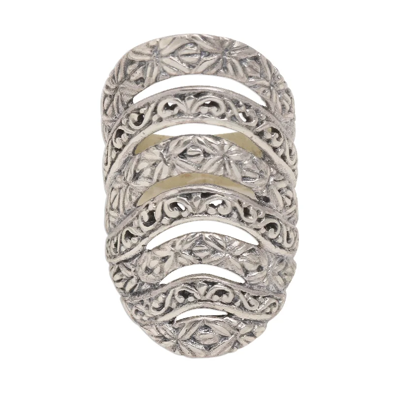 Women’s oval rings-Novica Handmade Alluring Layers Sterling Silver Cocktail Ring