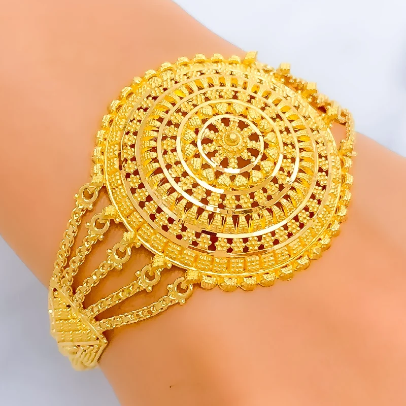 Women’s contemporary bracelets-Traditional Mandala 22k Gold Statement Bracelet