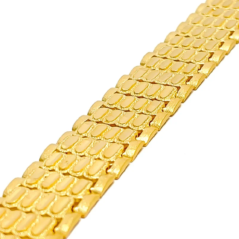 Women’s men’s style cuff bracelets-Charming Unique 22K Gold Men's Bracelet