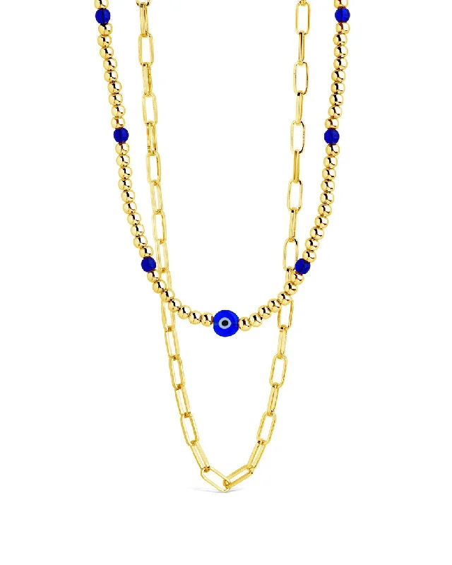 Women’s heart-shaped necklaces-Sibyl Evil Eye Layered Necklace