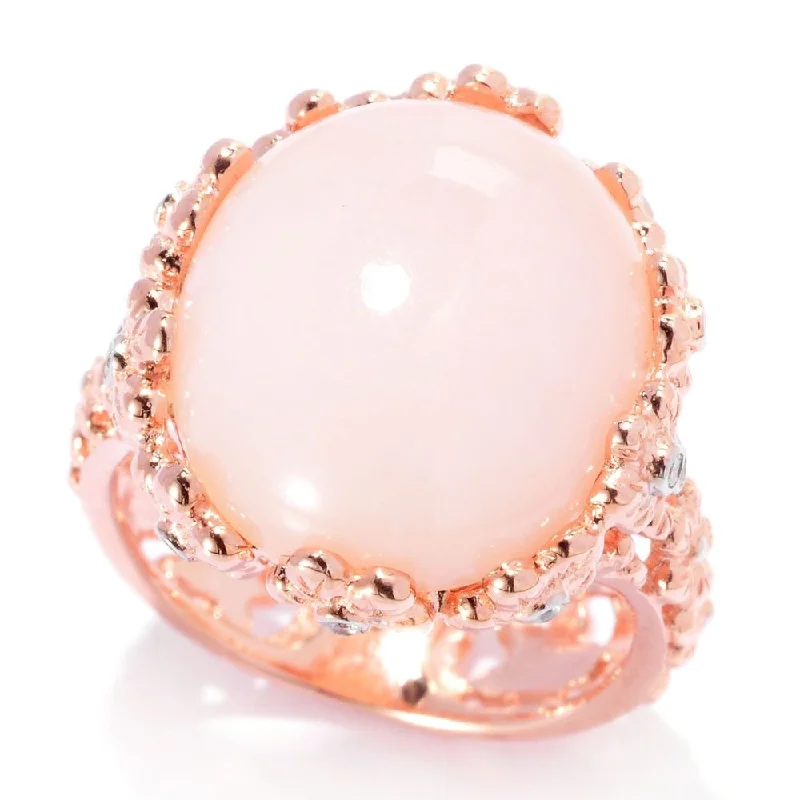 Women’s wedding rings-18k Rose Gold-plated Silver Pink Opal Cocktail Cluster Ring