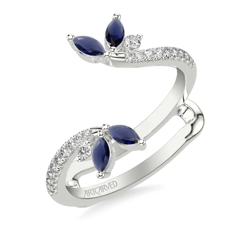 Women’s engagement rings-Artcarved Diamond and Sapphire Wedding Ring Insert in 14kt White Gold (1/10ct tw)