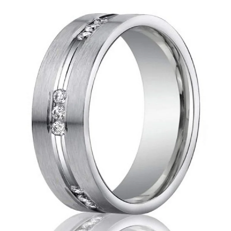 Women’s fancy engagement rings-6mm Men’s 950-Platinum Channel-Set Diamond Wedding Ring