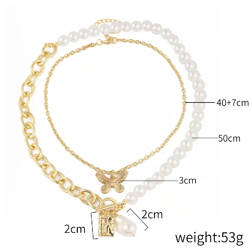 N2104-8 Golden Butterfly Pearl Chain