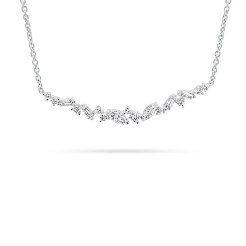 Women’s circular necklaces-Mixed Cut Diamond Bar Necklace