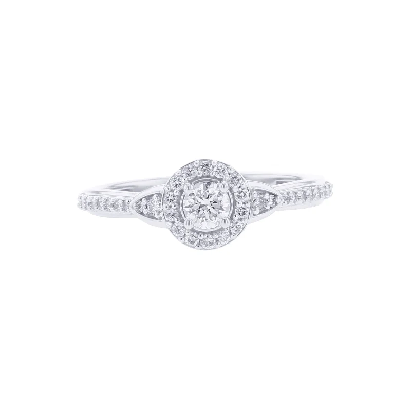 Women’s princess cut engagement rings-Paola Round Halo Ready for Love Diamond Engagement Ring