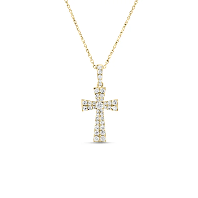 Women’s matching necklace sets-Diamond Flared Cross Pendant