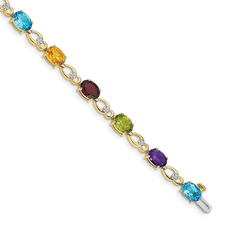 Women’s stacking bangle sets-Curata 5mm 14k Rainbow Gemstone Diamond Bracelet