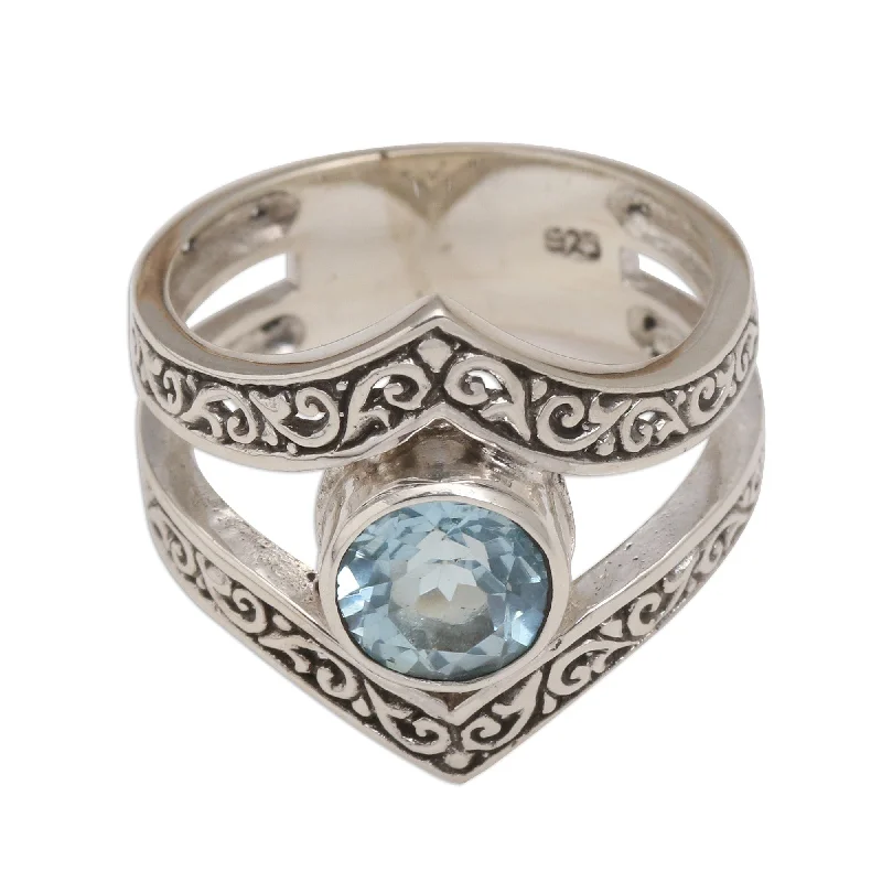 Women’s gold wedding bands-Novica Handmade Grace And Charm In Blue Blue Topaz Cocktail Ring