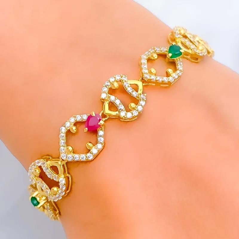 Women’s chain bracelets-Vibrant Festive 22k Gold CZ Bracelet