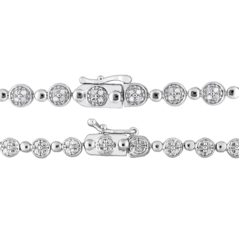 Women’s luxury cuff bracelets-Miadora 1ct TDW Diamond Tennis Bracelet Necklace Set Sterling Silver