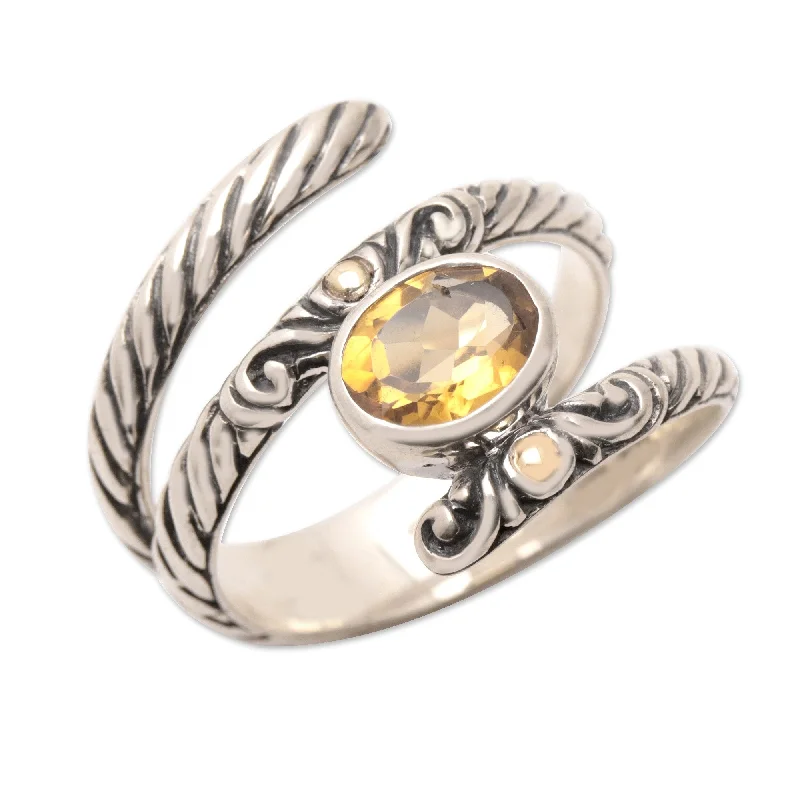 Women’s bold rings-Novica Handmade Radiant Appeal Gold-Accented Citrine Cocktail Ring