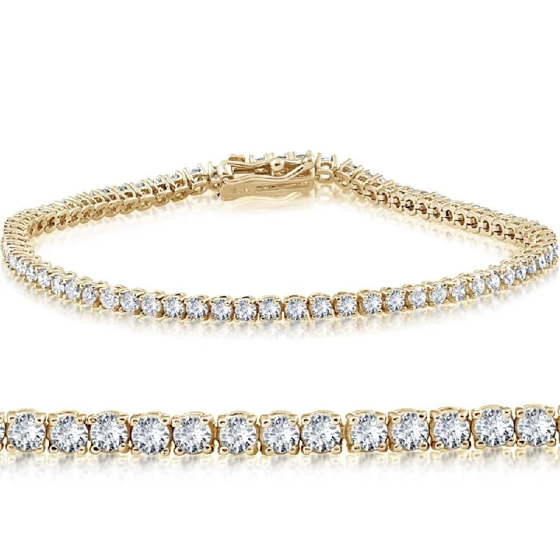 Women’s antique bracelets-3 Ct Diamond Yellow Gold Round Cut Lab Grown Women's Tennis Bracelet 7"