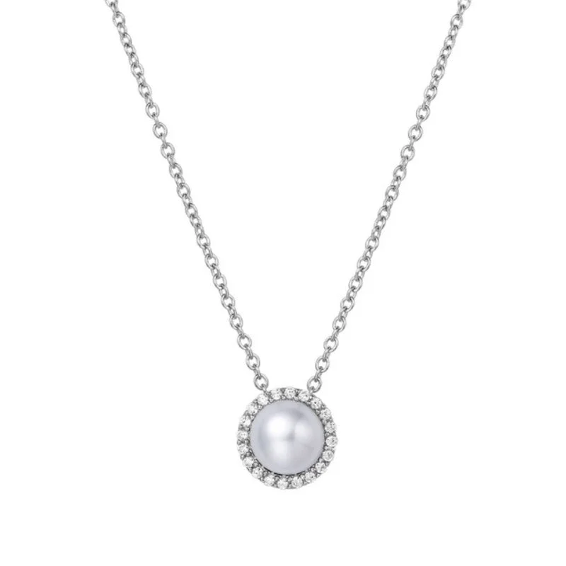 Women’s chic chain necklaces-Pearl and Lassaire Diamond Pendant