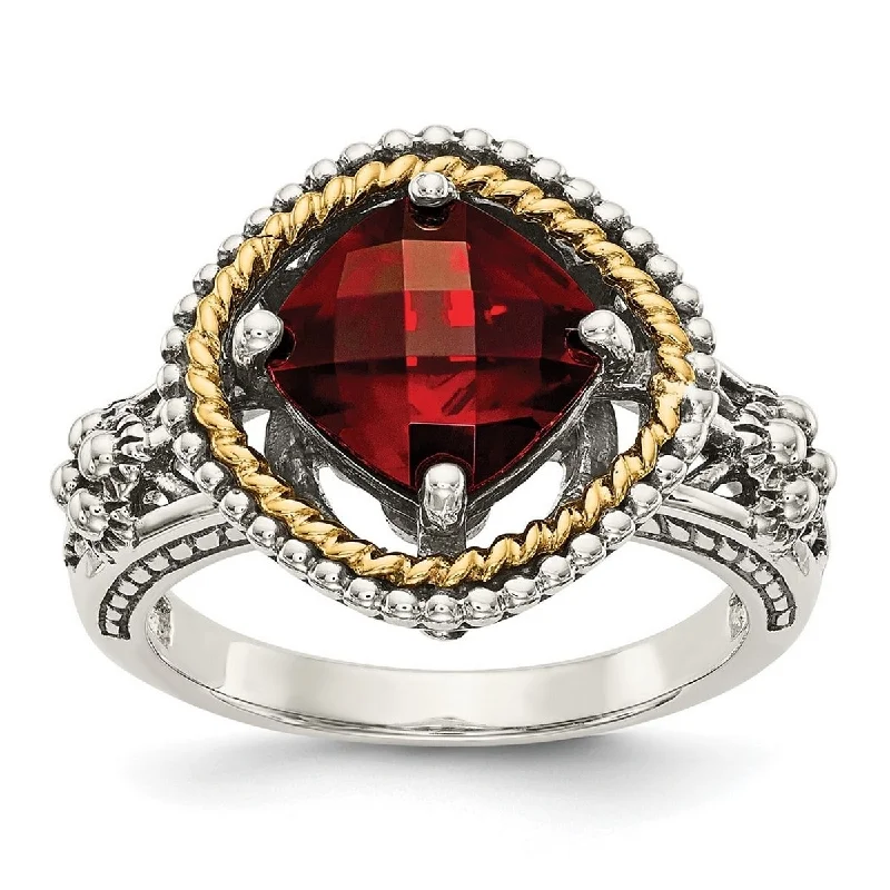 Curata 925 Sterling Silver Polished Prong set With 14k 2.38Garnet Ring