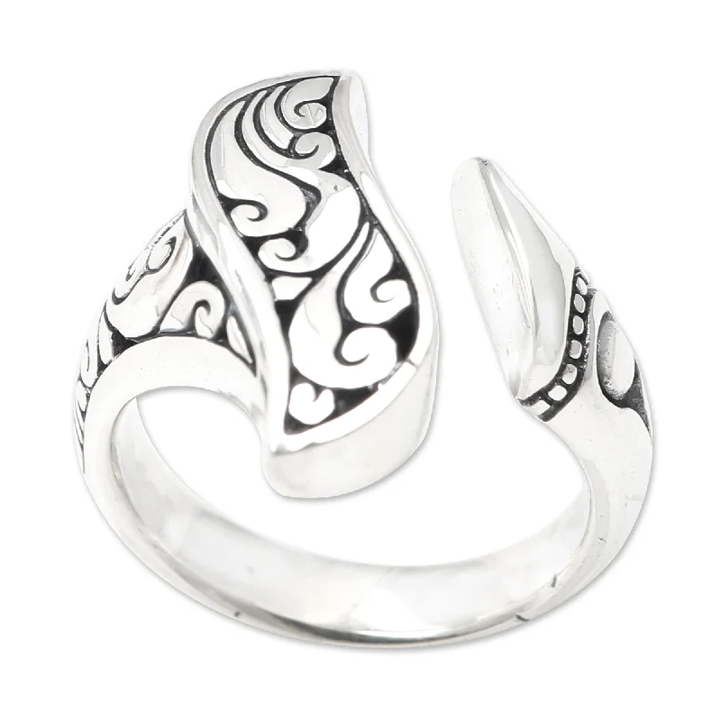 Women’s wedding bands-Novica Handmade Winter Herbs Sterling Silver Wrap Ring