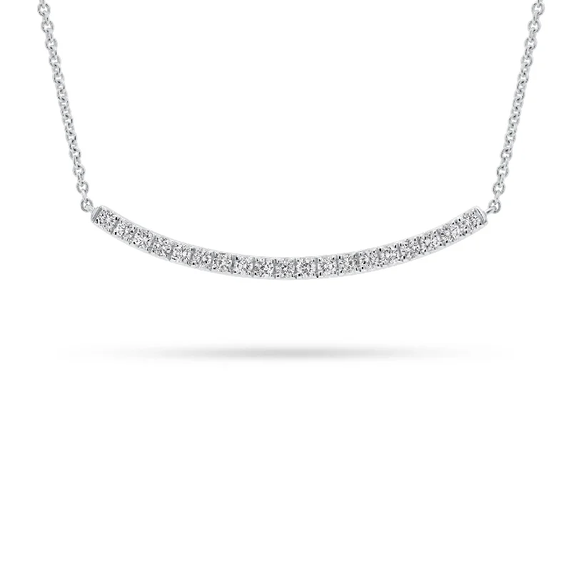 Women’s long chain necklaces-Diamond Curved Bar Necklace