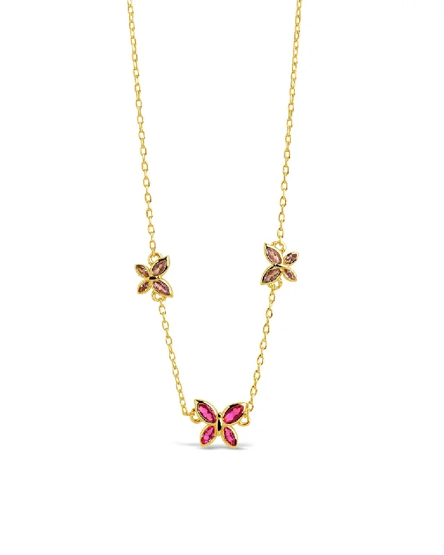 Women’s fashion necklaces-Caria CZ Butterfly Charm Necklace