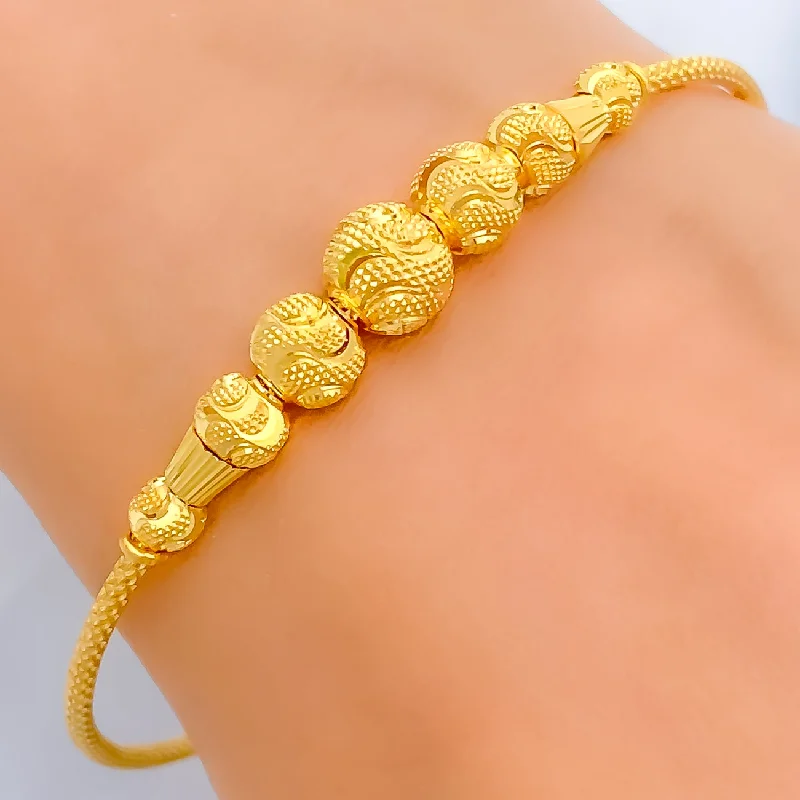 Women’s adjustable bangles-Jazzy Ethereal 22k Gold Bangle Bracelet