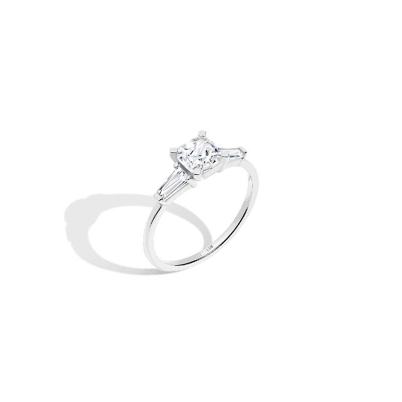 Women’s engagement rings with large diamonds-Cushion Cut Tapered Baguette Diamond Ring (Natural Diamond)