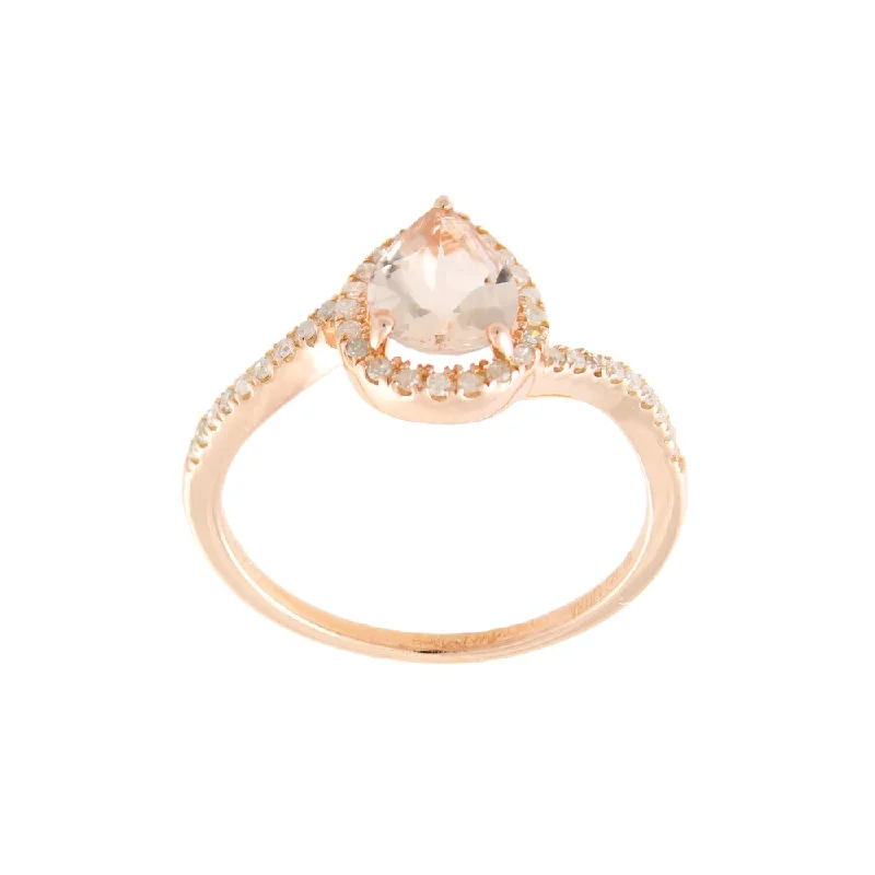 Women’s antique rings-Rose Goldtone Sterling Silver Pear-cut Morganite and 1/5ct TDW Diamond Ring (Size 7)