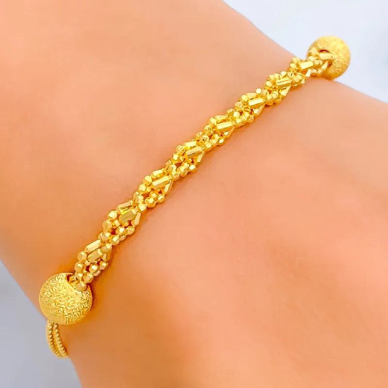 Women’s layered bangle bracelets-Intricate Charming 22k Gold Bracelet