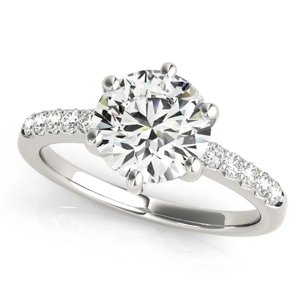 Women’s platinum and diamond engagement rings-ENGAGEMENT RINGS SINGLE ROW PRONG SET