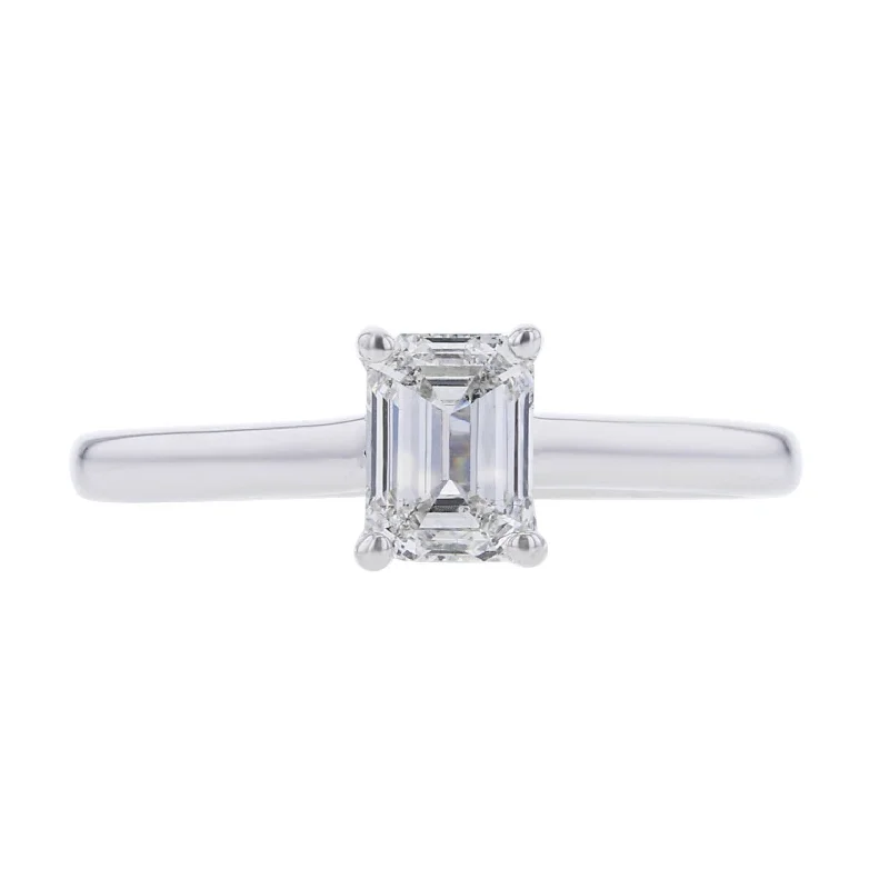 Women’s platinum diamond engagement rings-Esme Emerald Cut Hidden Halo Ready for Love Diamond Engagement Ring 3/4ct