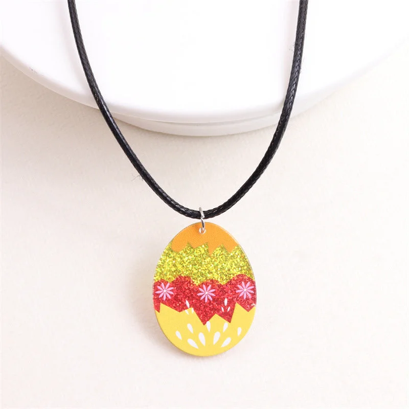 Pink Small Pattern Colorful Eggs-Necklace