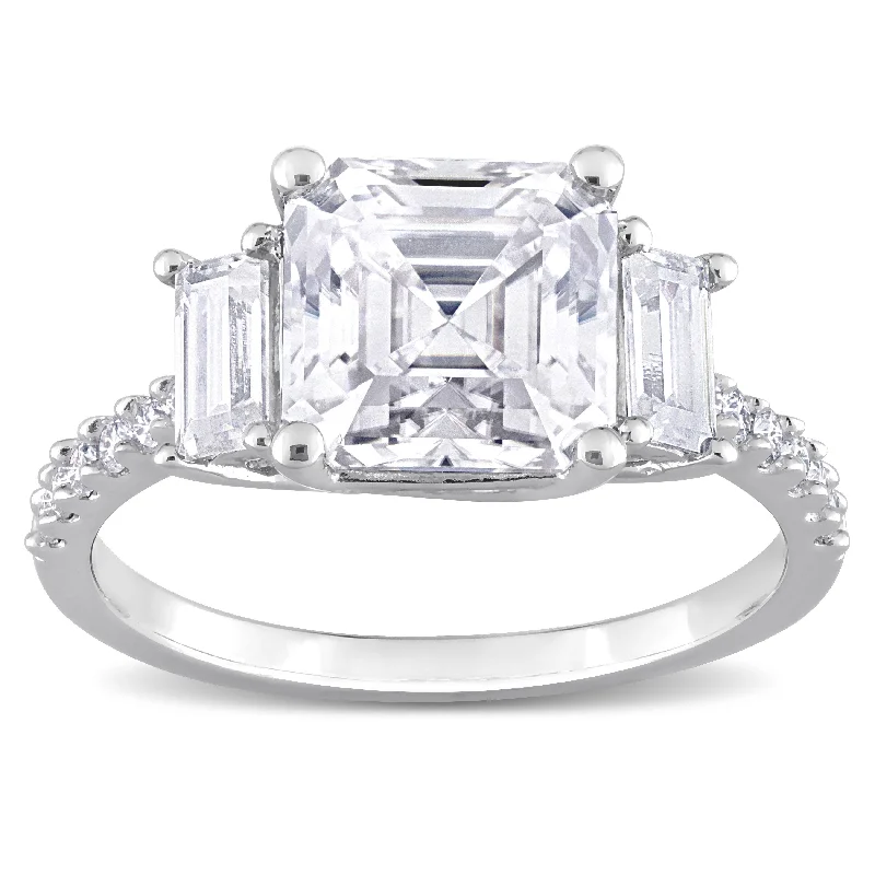 Women’s custom rings-Miadora 3 5/8ct DEW Created Moissanite Three Stone Ring in Sterling Silver