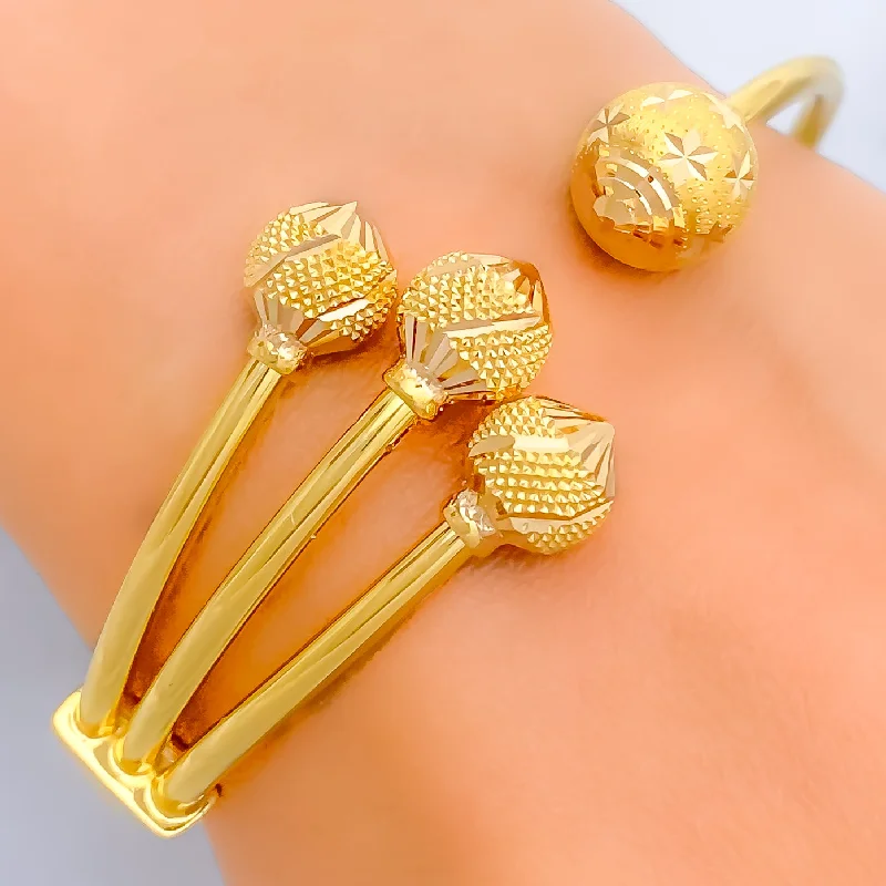 Women’s gold bracelets-Unique Bold 22k Gold Bangle Bracelet