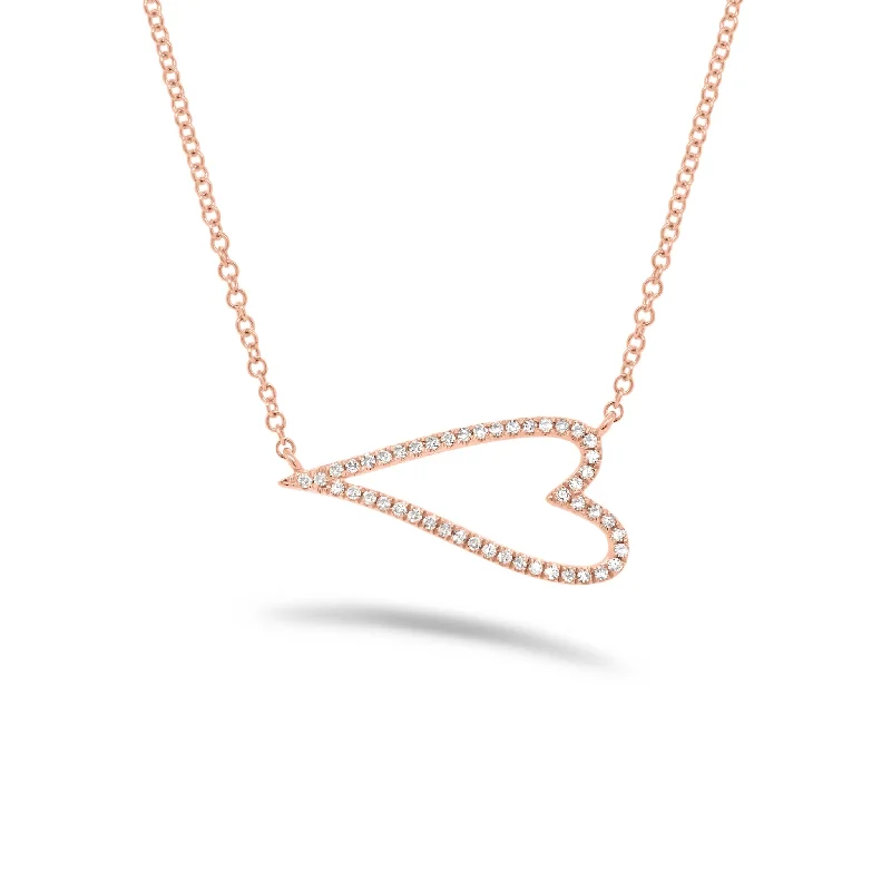 Women’s classic necklaces-Diamond Horizontal Open Heart Necklace