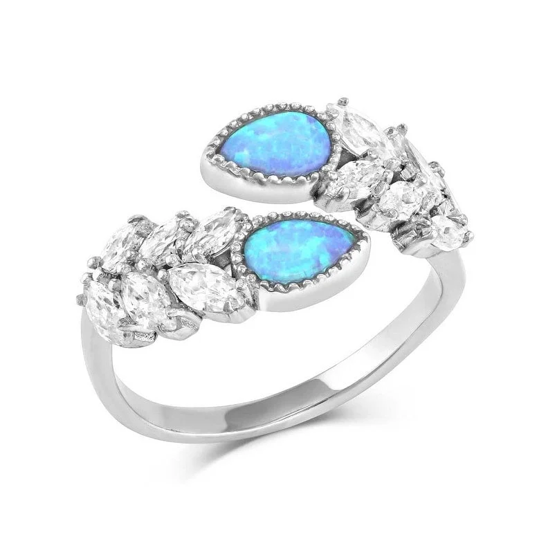 Women’s modern engagement rings-Montana Silversmiths Ring Womens Mystic Falls Opal Crystal RG5362 - Silver