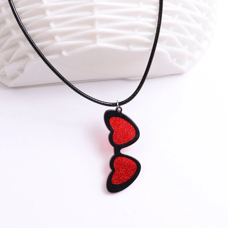 Red and Black Sunglasses-Necklace