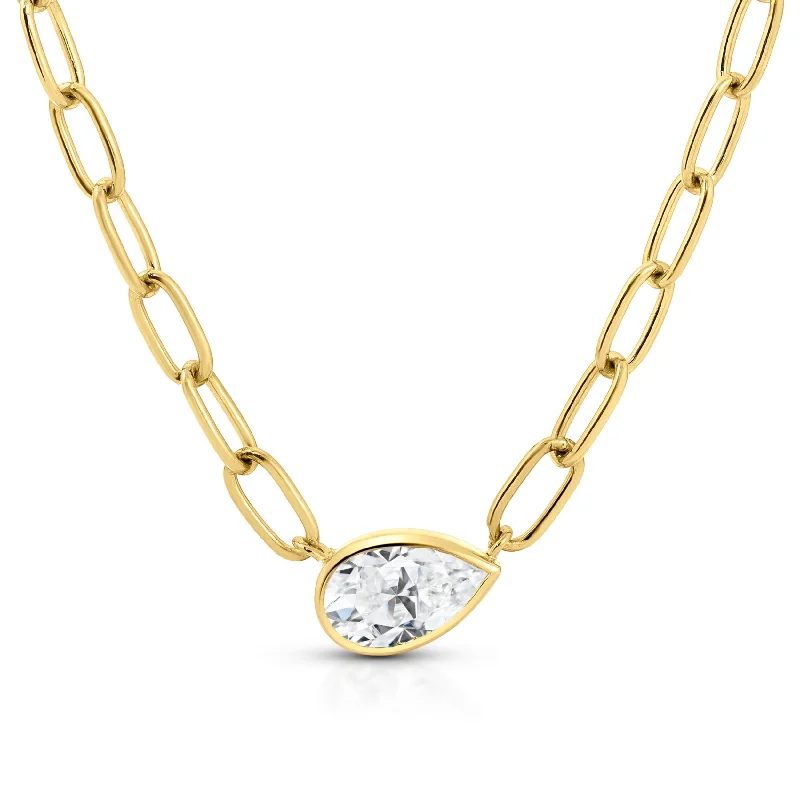 Women’s custom necklaces-1.00 Carat Pear Shape Link Necklace