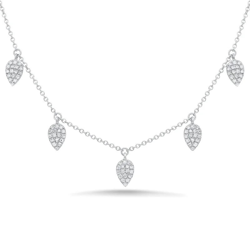 Women’s opal necklaces-Diamond Petals Dangle Necklace