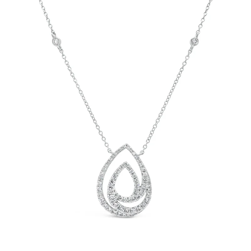 Women’s luxurious necklaces-Diamond Teardrop Swirl Necklace