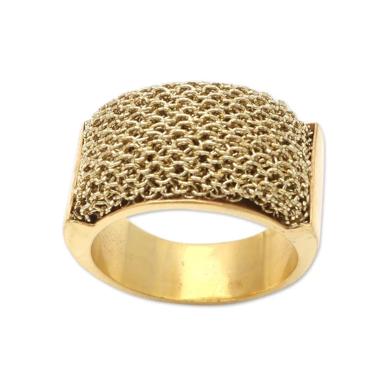 Women’s vintage-style rings-Novica Handmade Golden Nest Gold-Plated Band Ring