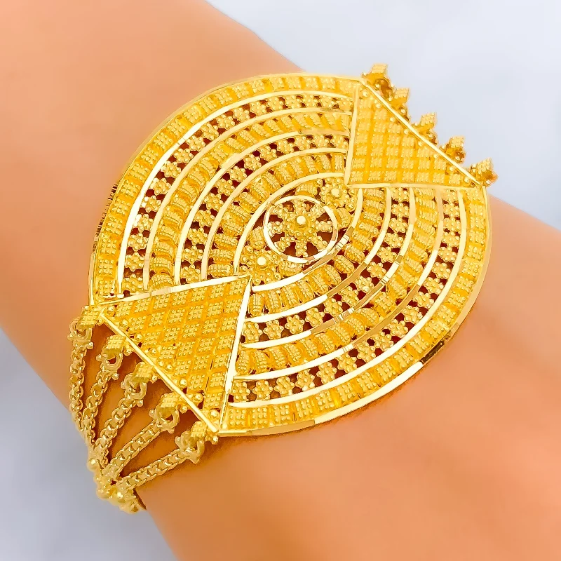 Women’s sparkling bracelets-Decorative Five Chain 22k Gold Statement Bracelet