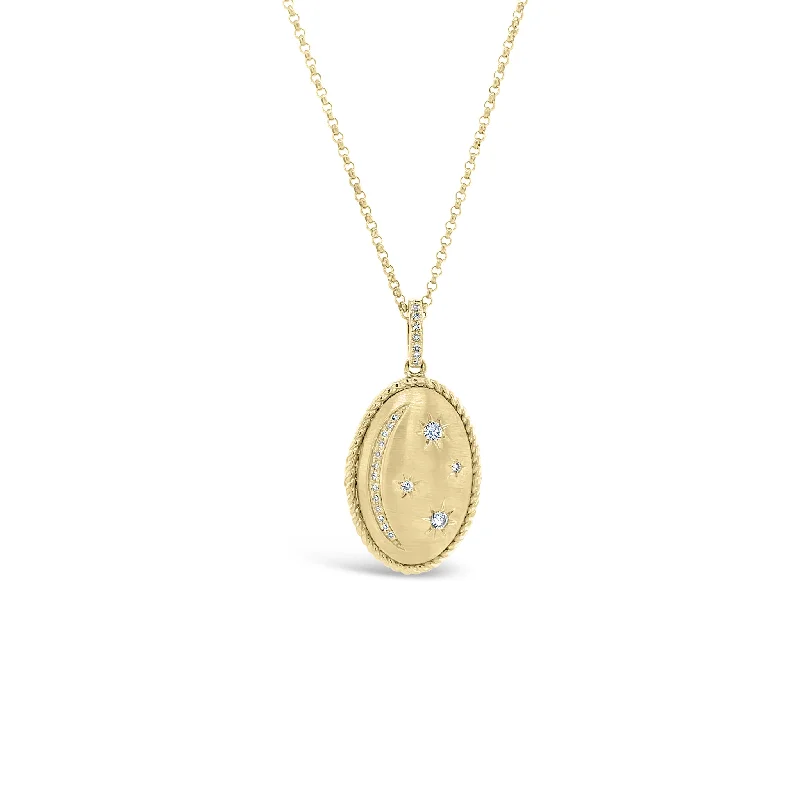 Women’s zodiac necklaces-Diamond Celestial Locket Necklace