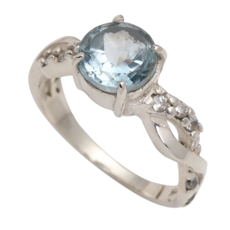 Women’s promise rings-Novica Handmade Must Be Love Blue Topaz Cocktail Ring