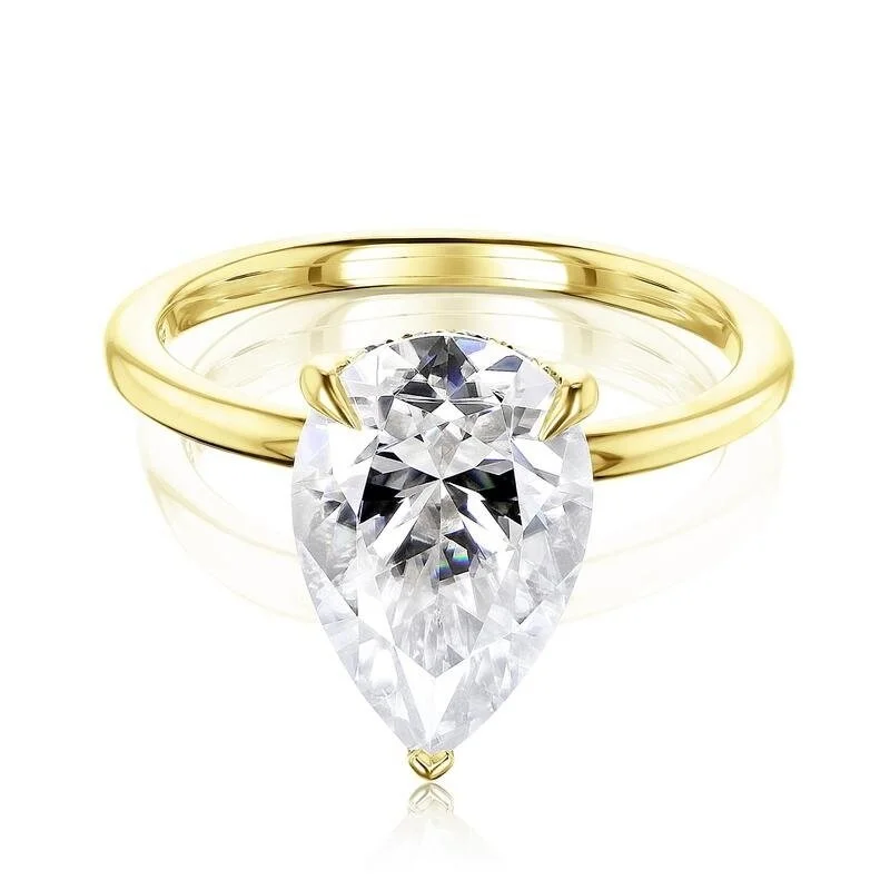 Women’s heart-shaped rings-Annello by Kobelli 14k Gold Piper Ring (FG/VS, DEF/VS)