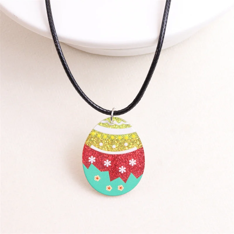 White Small Flower Colorful Egg-Necklace